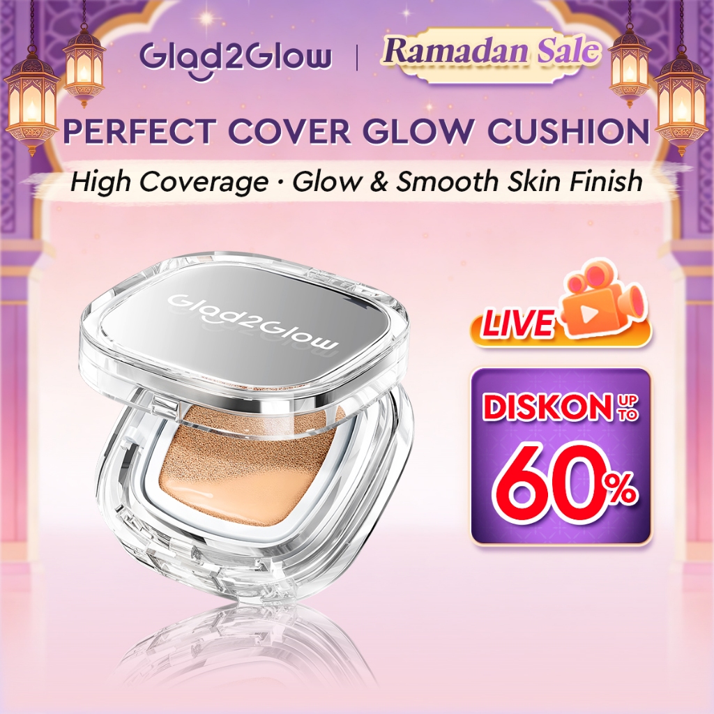 【NEW EDITION】Glad2Glow Perfect Glow Cover Cushion Foundation Full Coverage Glowing Finish Glass Makeup Lightweight