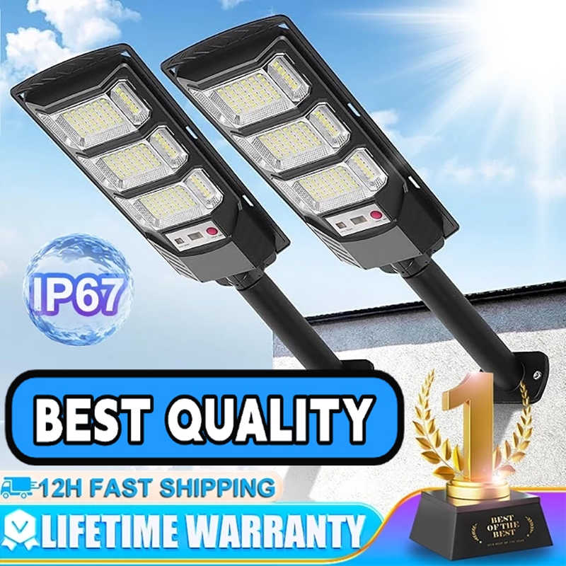 【New Upgraded】Lampu Solar Jalan 3000W LED Outdoor Lighting Waterproof Super Terang Tahan Lama Sensor Gerakan Otomatis