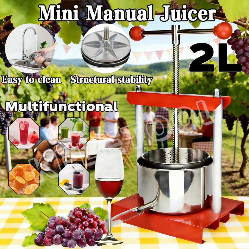 Mesin Perah Santan Kelapa 2L Portable Mini Stainless Steel Multipurpose Fruit Vegetable Coconut Manual Press Machine