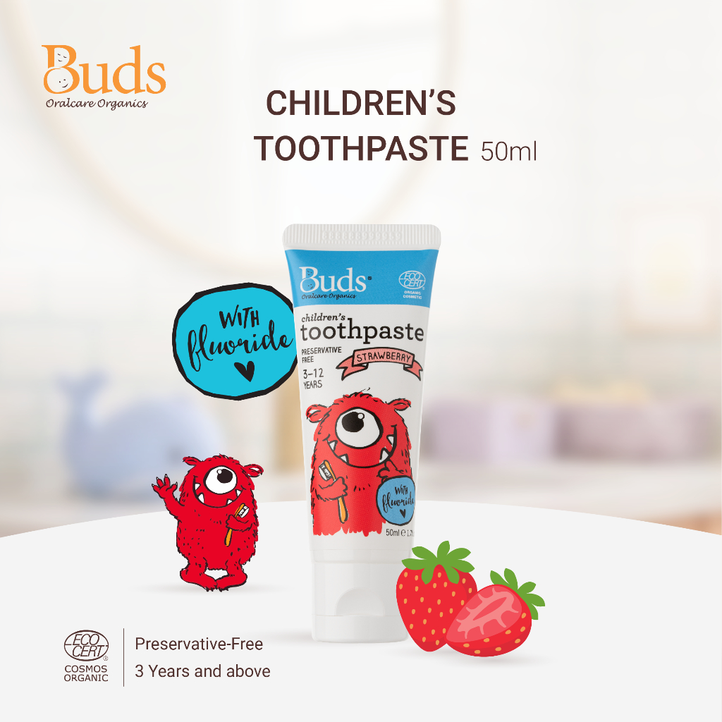 Buds Organics BOO Children's Toothpaste with Fluoride - Strawberry