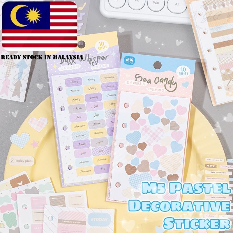 *OCT DEALS* INS M5 Size Pastel Lite Decorative Stickers 10 Sheets Multipurpose DIY Decoration Journal Scrapbook Labels