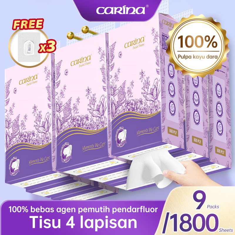 【9 Pek】Carina Tisu Gantung Viral 4Ply 200Pulls 7200s Hanging Cheerful Tissue Gantung Murah Borong 纸巾