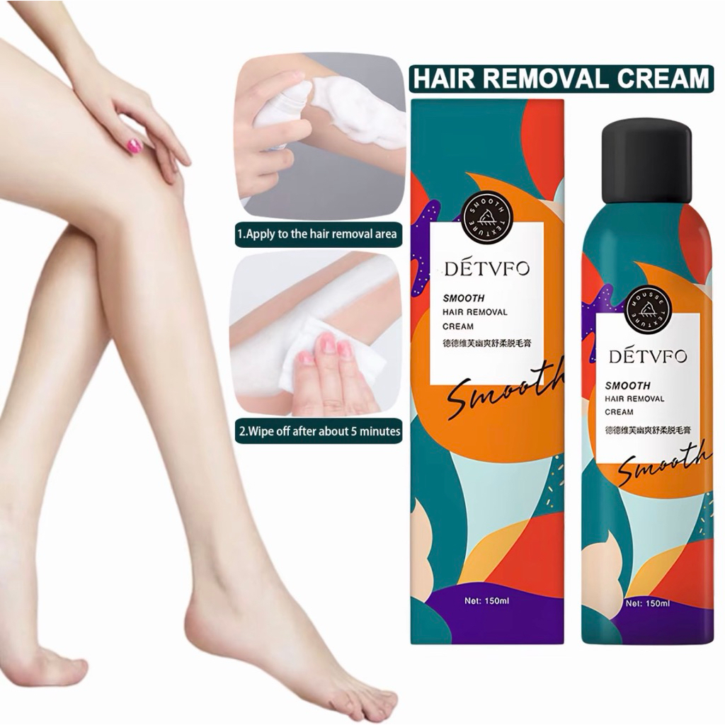 DETVFO 100% Natural Hair Removal Cream Extra Smooth 脱毛喷雾 painless hair removal foam spray suitable for men and women