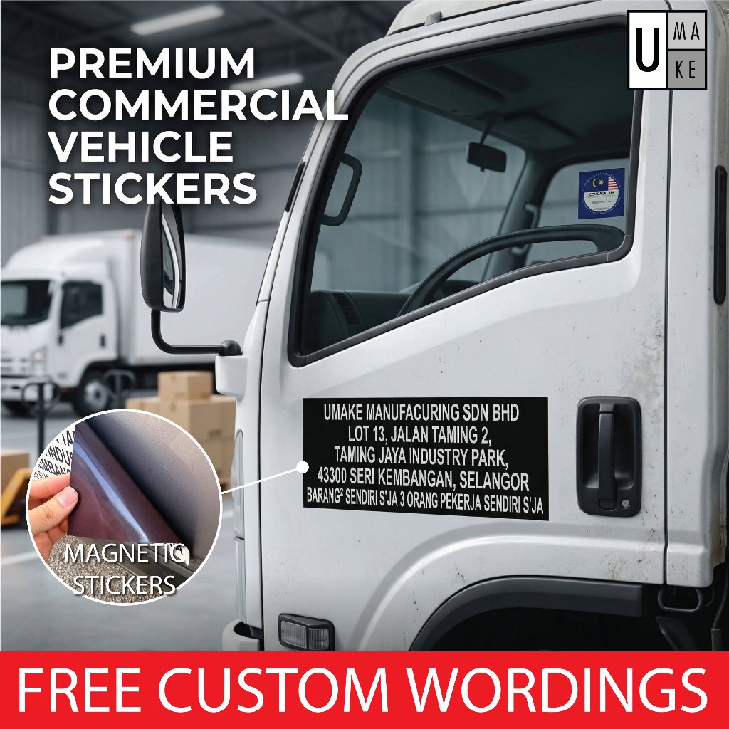 UMAKE Puspakom Lorry Magnetic Sticker - Custom Lorry Company Name Address Sticker Alamat Nama Lori JPJ Aksesori BDM BTM