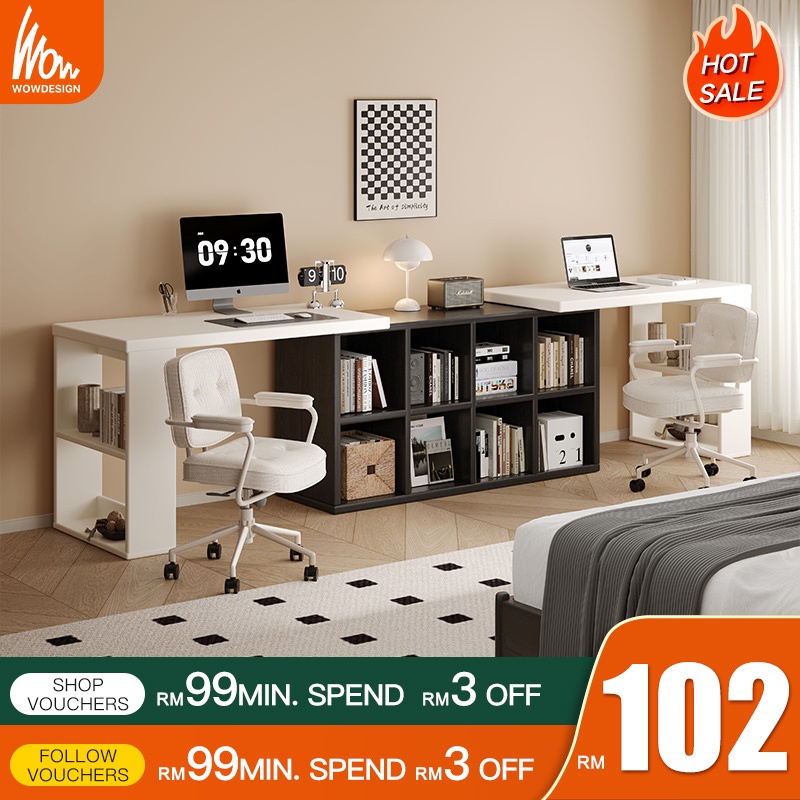 Study Table Writing Table With Book Cabinet Rak Buku Meja Blajar DIY Study Desk Meja Komputer Computer Table 学习桌