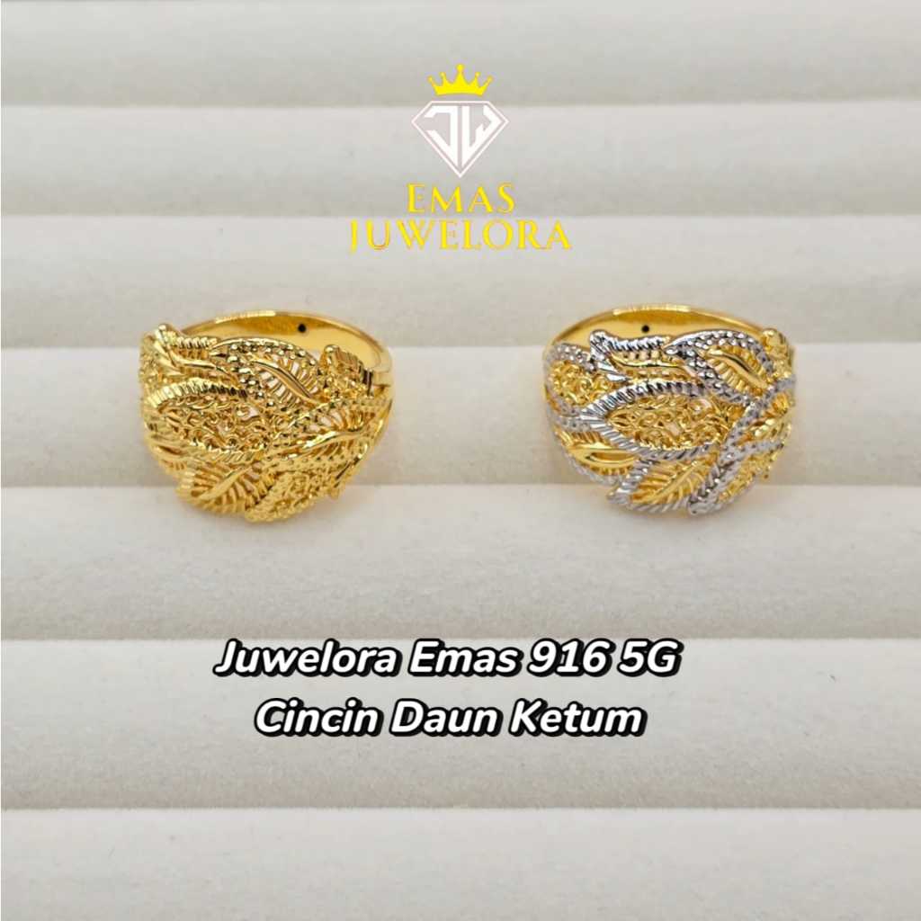 Juwelora Emas 916 3L I Cincin Daun Ketum Eksklusif 100% Emas 916 | Free Shipping | Mega Sale | Ramadan Sale #emas916