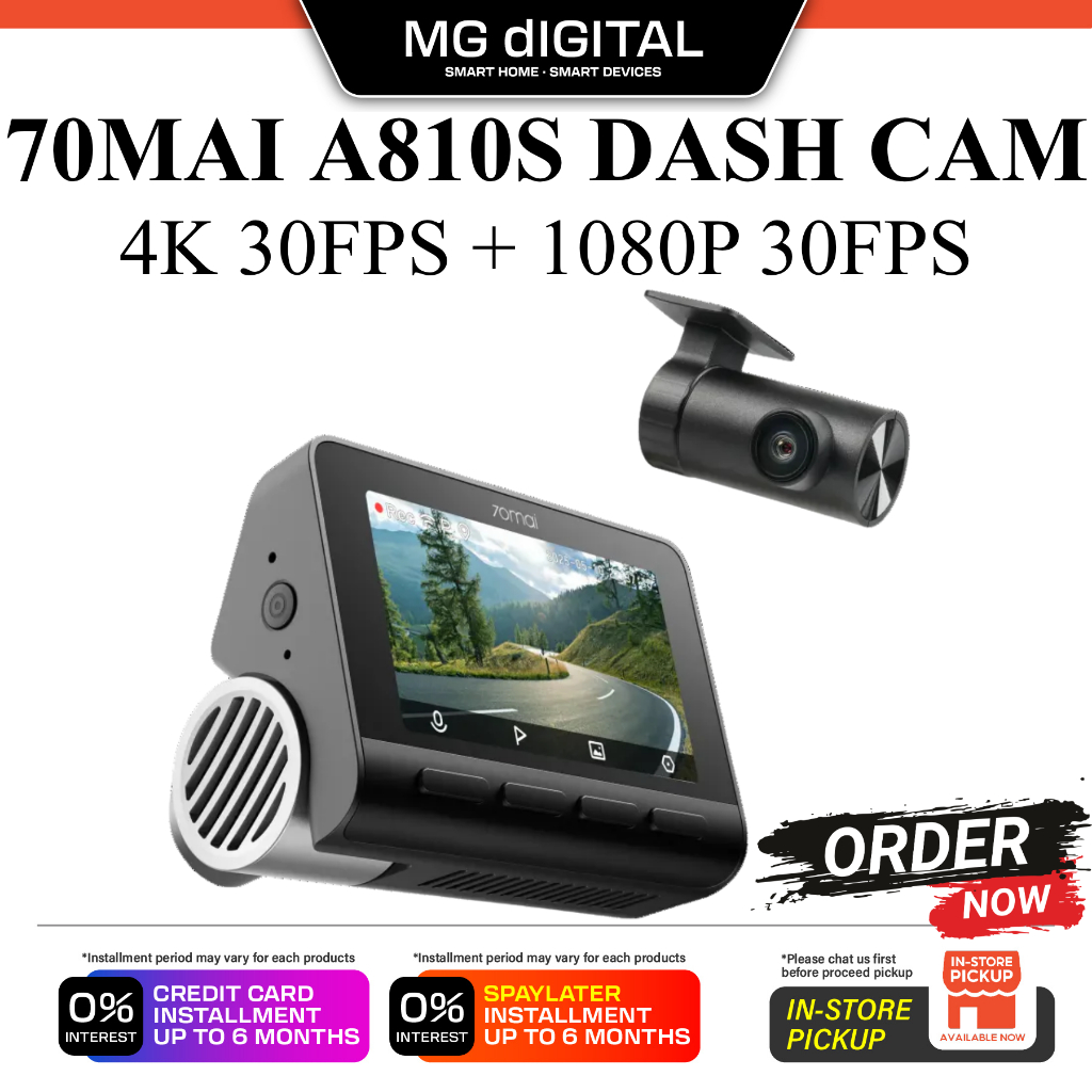 [✅ SERVIS PASANG] 70mai A810S SET DASH CAM l 4K 30FPS + 1080P 30FPS l Dual Sony Sensor + Dual HDR