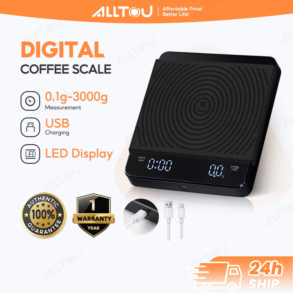 ALLTOU Coffee Scale Digital Kitchen Scale 0.1g~5000g Penimbang Makanan Kitchen Penimbang Berat Scale Timbang 电子秤