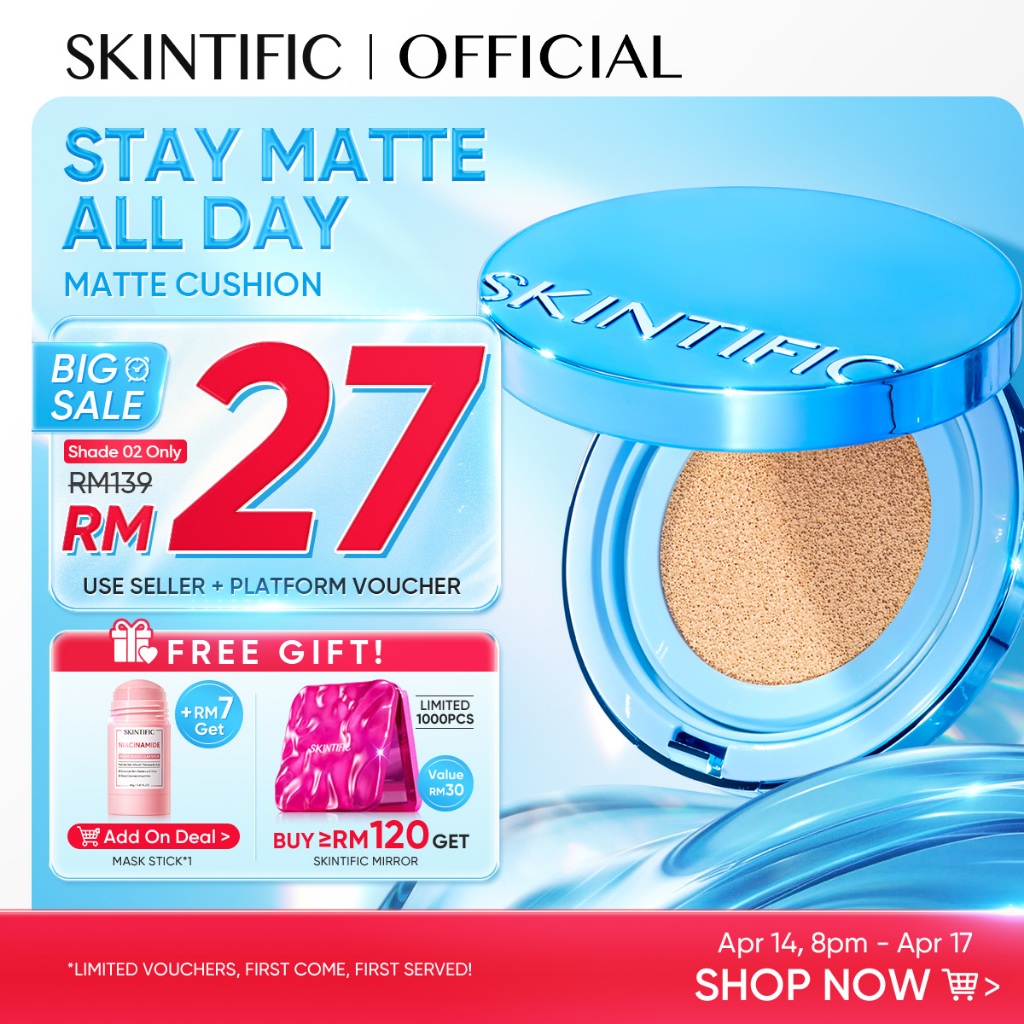 SKINTIFIC Perfect Stay Velvet Matte Cushion Foundation | Full Coverage | Long-lasting | Oil Control