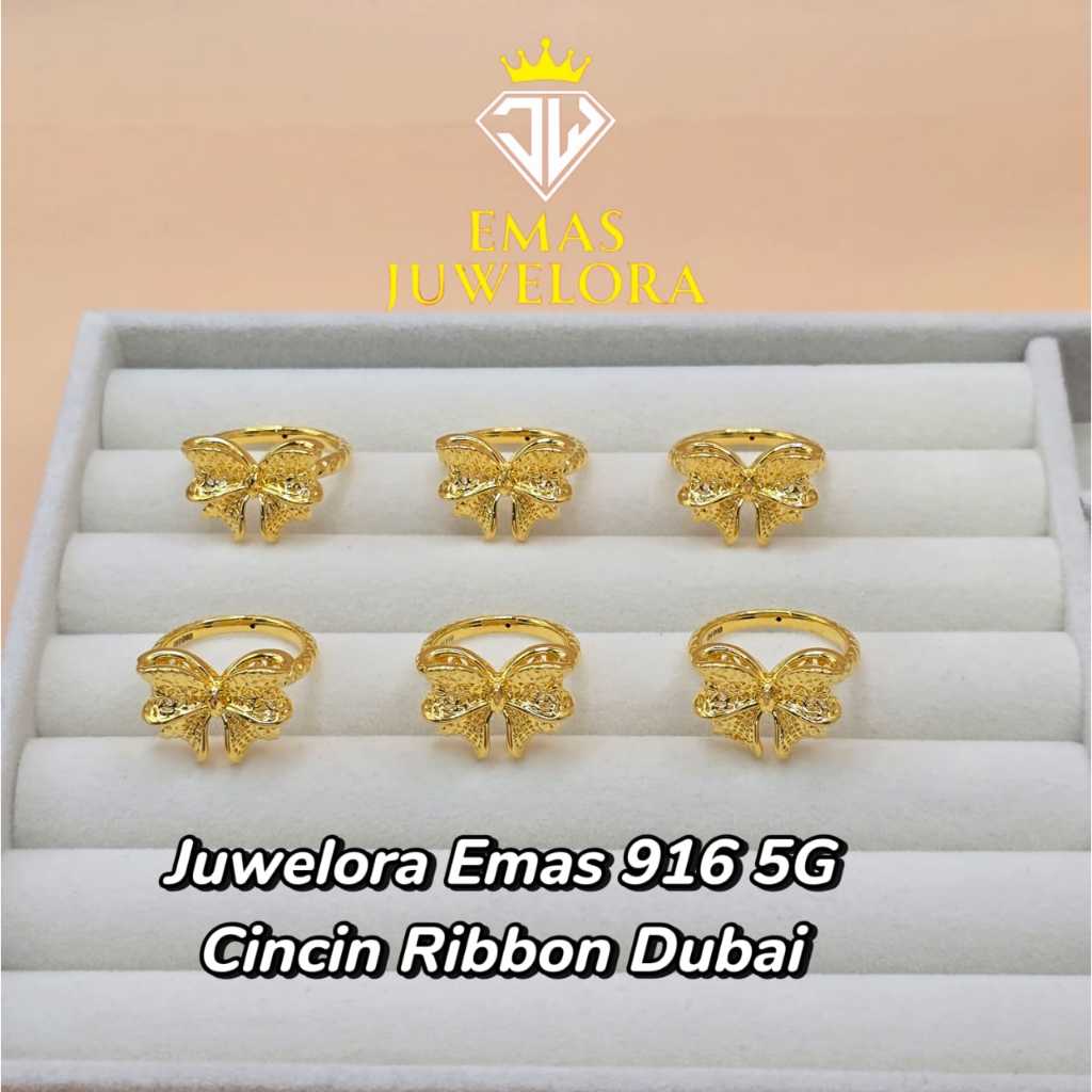 Juwelora Emas 916 3L I Cincin Ribbon Dubai | Hard Gold | 100% Emas 916 | Free Shipping | Mega Sale | #emas916#emasbadget