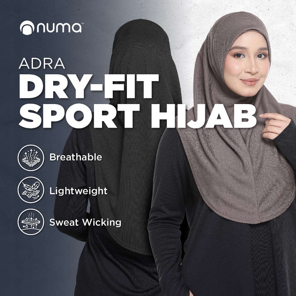 Numa Adra Modest Microfibre Sport Hijab | Quick Dry Lightweight Breathable For Running Workout Hiking Travel & Leisure