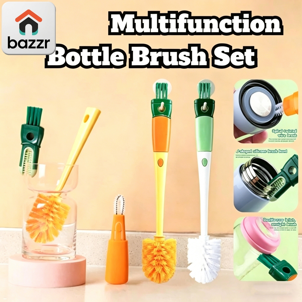 5 in 1 Cup Lid Water Bottle Brush Set - Multifunctional Cleaning Brushes for Baby Bottles, Cups, and Straws