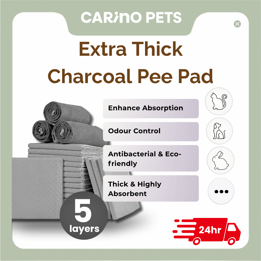 [24HR SHIP] 5-LAYERS EXTRA THICK CHARCOAL PET PEE PAD Wee Wee Pet Sheet Dog Training Pad Cat Rabbit Pet Diaper 猫狗 宠物竹炭尿片