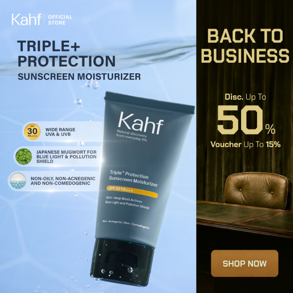 Kahf Sunscreen Moisturizer Triple Plus Protection (30ml) SPF 30 PA++++ - Japanese Mugwort - Non Acnegenic & Non Comedo
