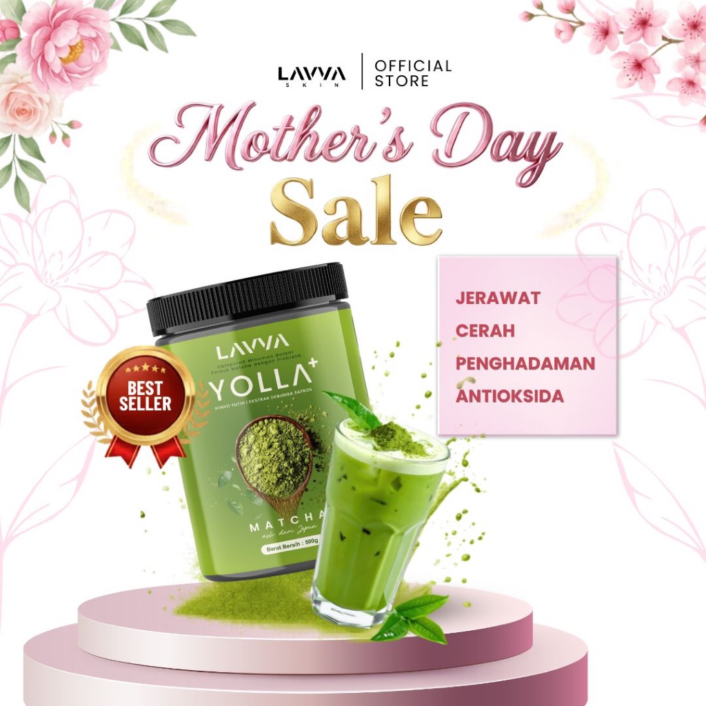 YOLLA+ MATCHA – Supplemen 50x Kesan Cerah Boost Imun Penghadaman Sihat 500g
