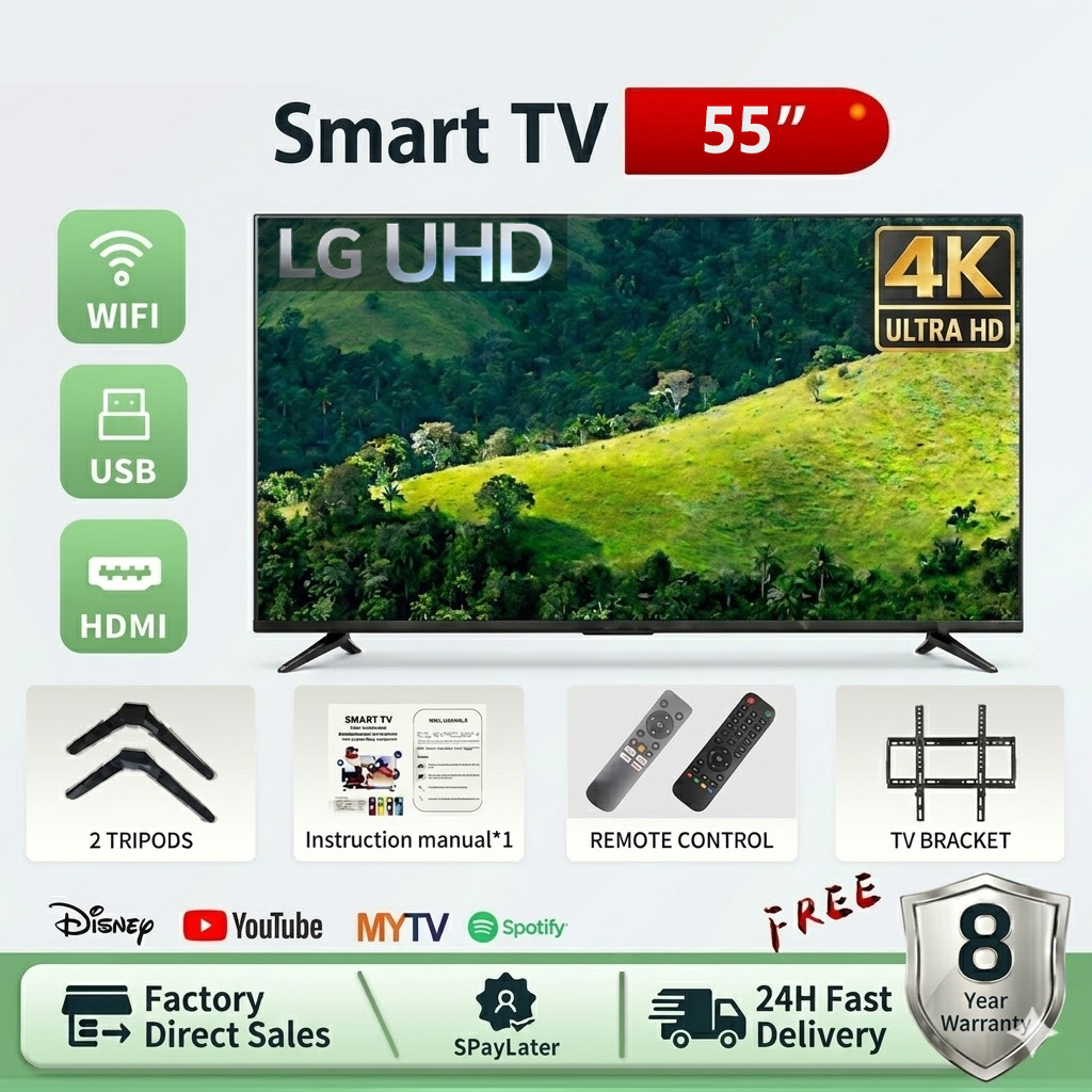 2026 LG UHD Smart TV 50 55 65inch WIFI Mytv Google Play Youtube Netflix T2 Astro Android Televisyen Pintar