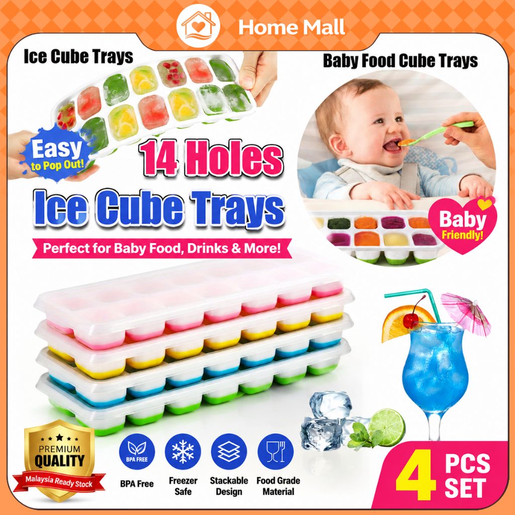 Ice Cube Trays with Spill-Resistant & Removable Lids for Cocktails, Drinks,and Ice Coffee, BPA-Free Baby Food Maker Mold