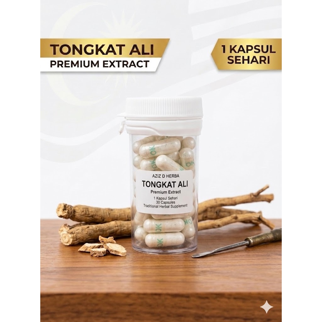 100% Kapsul Tongkat Ali Kuning Asli Extract Aziz D Herba