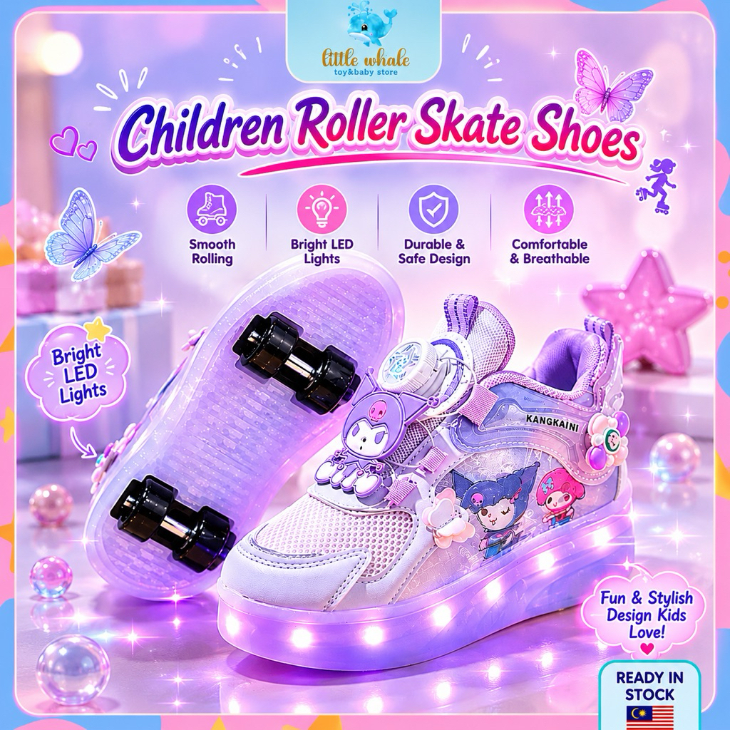 Children Roller Skate Shoes Wheels Luminous Glowing Sneakers Pink LED Light Roller Skate Shoes