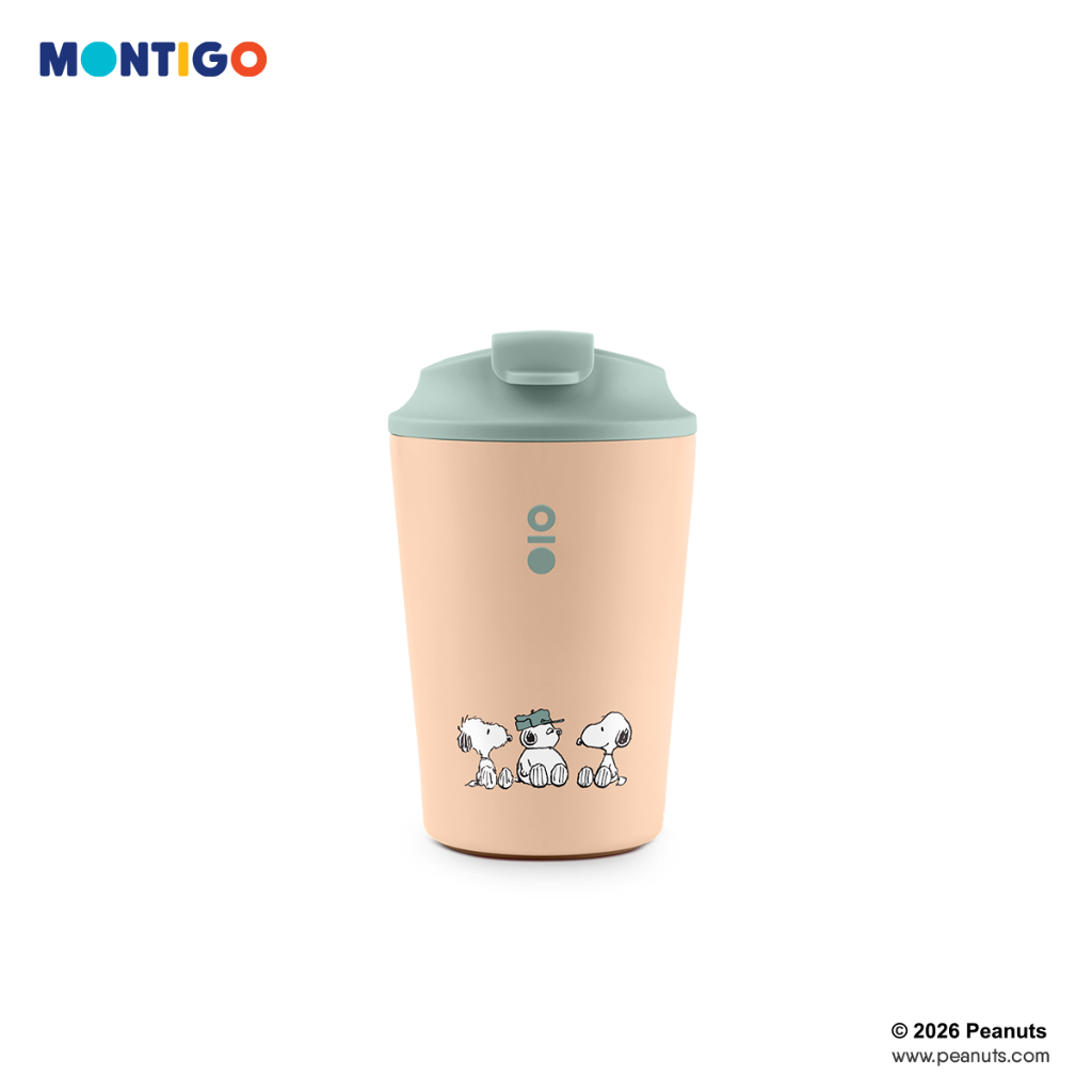 Montigo Peanuts Playbook Sense Coffee Cup Regular (340ml/12oz) - Durable, Leakproof, Stainless Steel