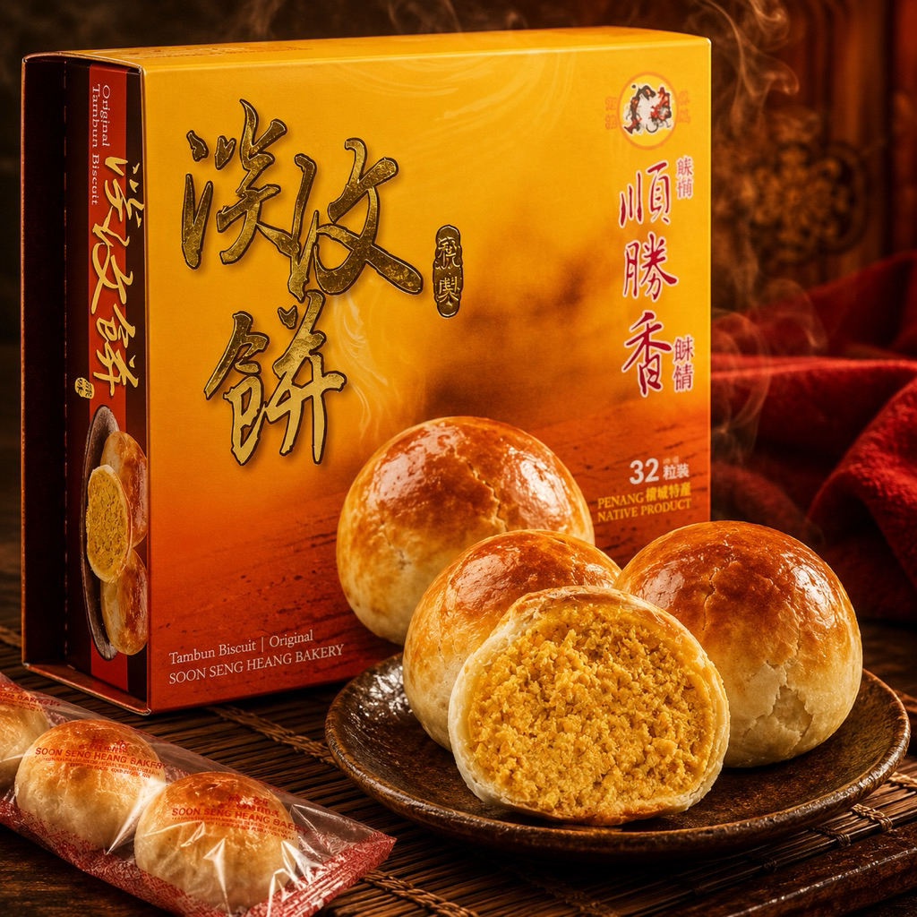 顺胜香饼铺槟城特产淡汶饼 香草 豆沙饼 SOON SENG HEANG Tambun Biscuit Freshly Bake Penang Famous Traditional Specialty