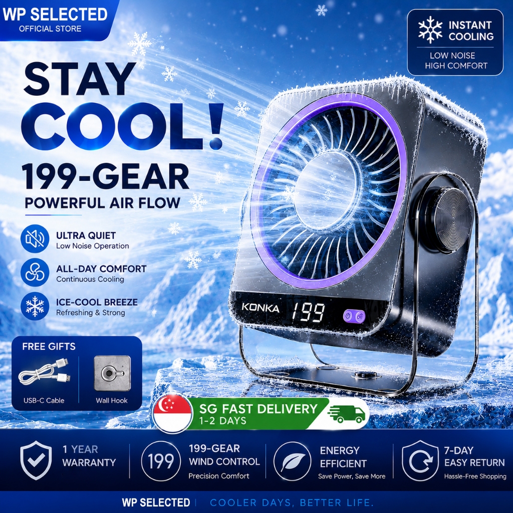 [WP]2026 New Rechargeable Table Fan 60000mAh Desktop Fan 199-Speed Adjustable Air Circulation Fan Standby desk fan