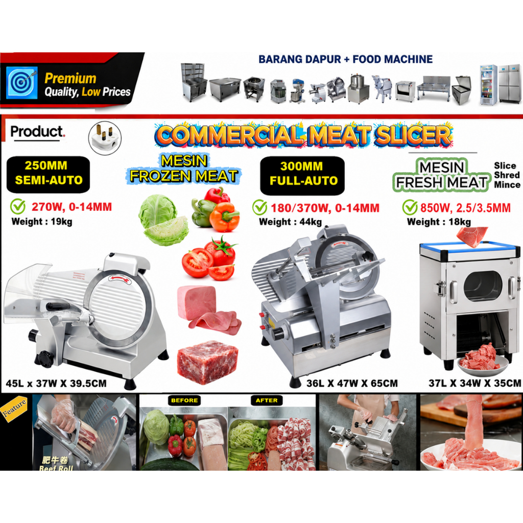 ONESTEEL MEAT SLICER SEMI & FULL AUTO HEAVY DUTY/MESIN PEMOTONG PENGHIRIS DAGING SAYUR FROZEN MEAT 自动火锅冻肉蔬菜切片机 MACHINE