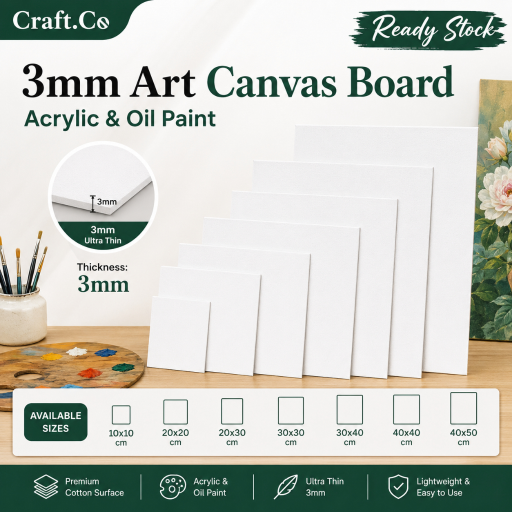 Thin 3mm Art Canvas Board – Blank Cotton Panel for Acrylic & Oil Painting.