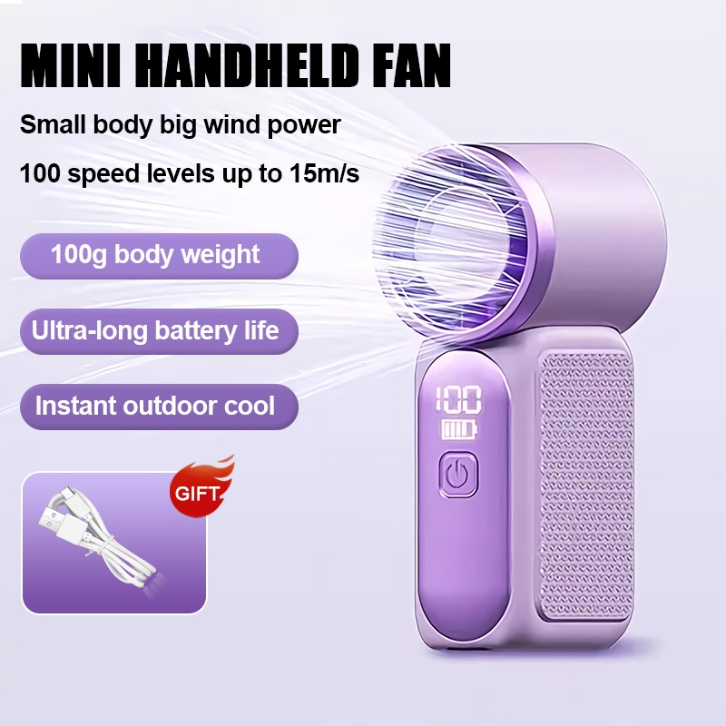 Kipas pegang tangan mini, USB boleh dicas semula, kipas poket mudah alih, sesuai untuk rumah, perjalanan dan pejabat.