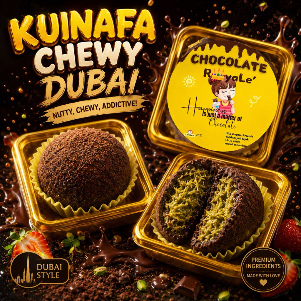 HOMEMADE CHEWY COOKIE KUNAFA MOCHI MARSHMALLOW KUNAFA ARAB DUBAI 50GRAM PISTACHIO MATCHA STRAWBERRY