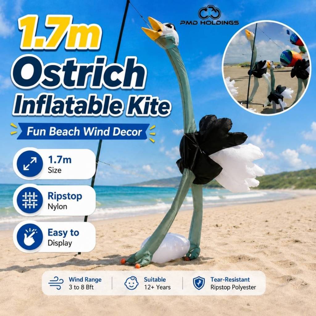 1.7m Ostrich Inflatable Kite German CIM Line Beach Decor | 鸵鸟充气风筝 | Layang-Layang Burung Unta