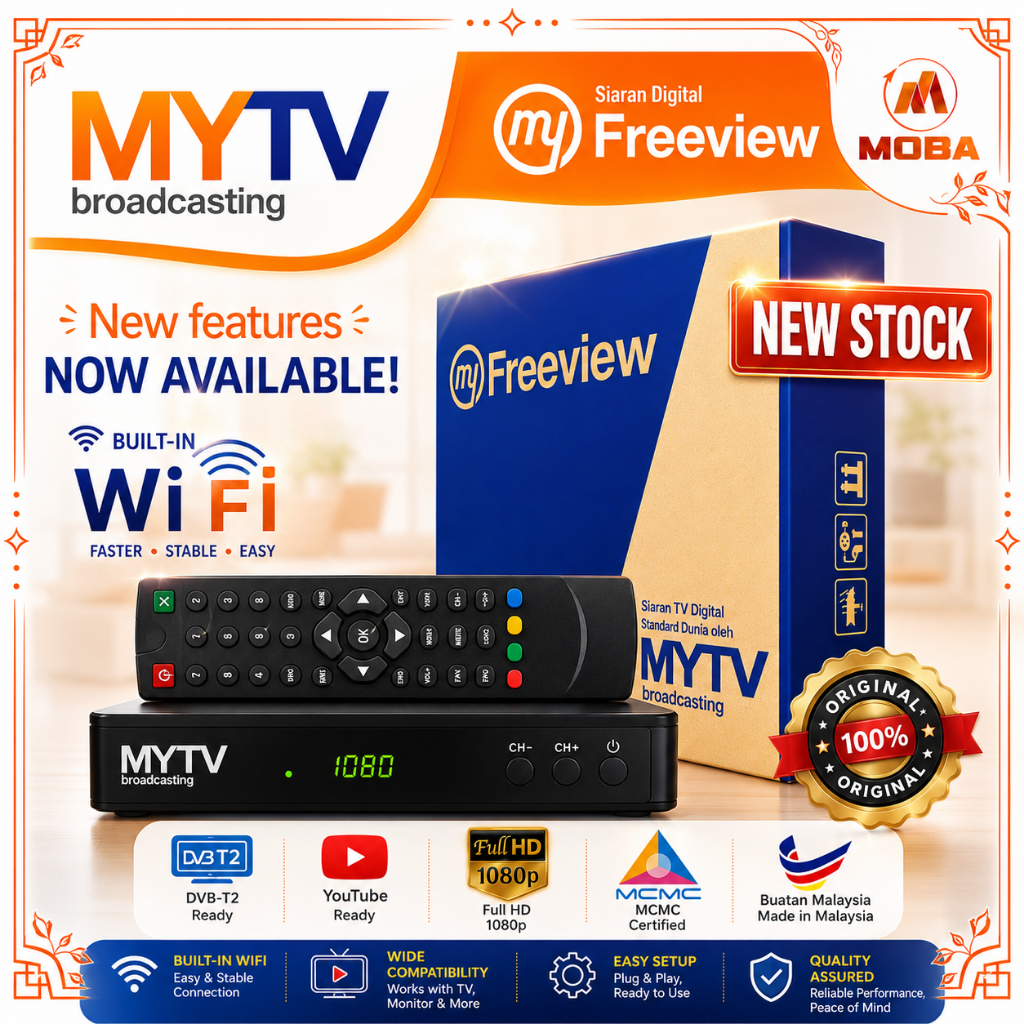 Original MyFreeView MYTV DVB-T2 Decoder MCMC SIRIM Approved Digital TV Set Top Box myFreeview TV Receiver 4K