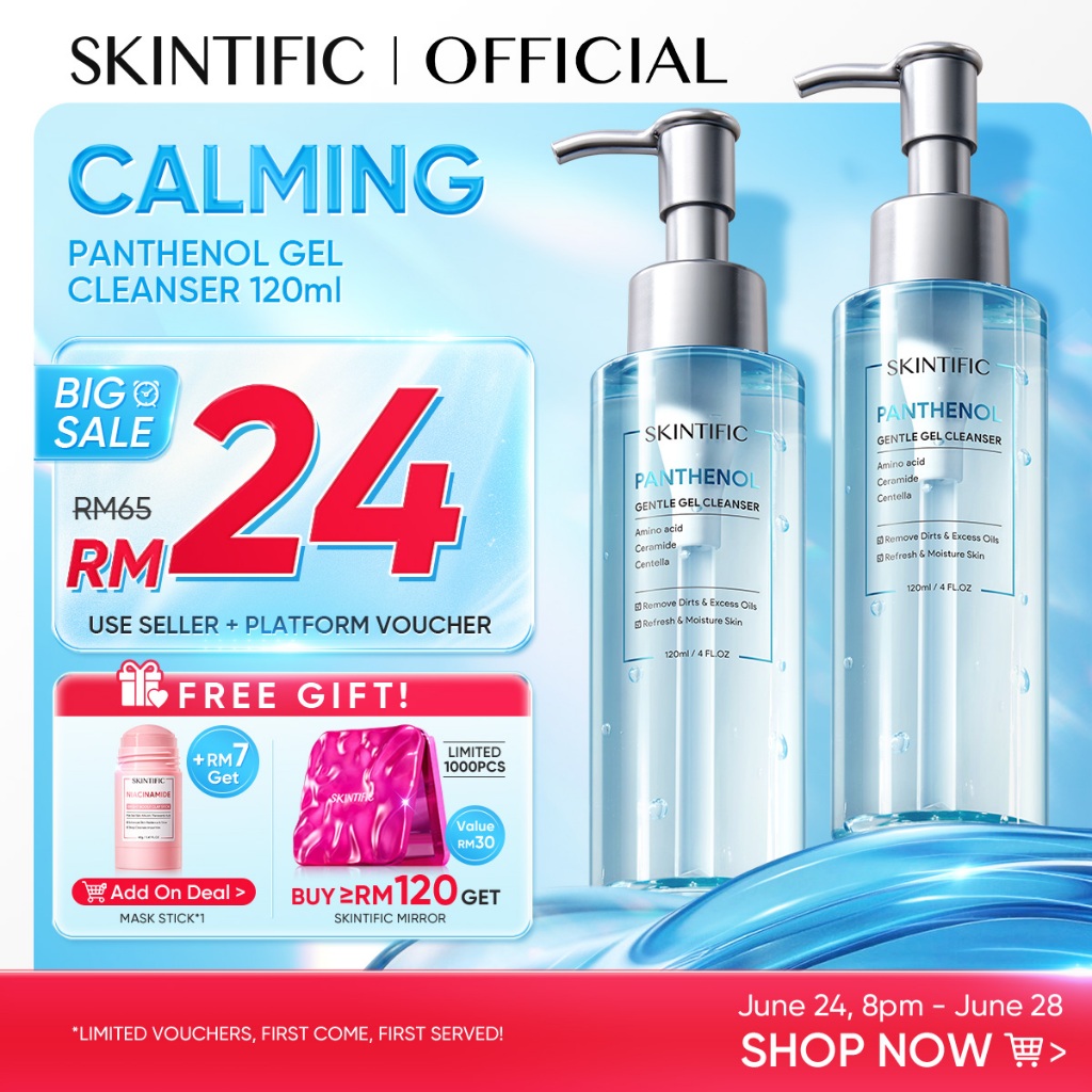 SKINTIFIC Panthenol Gel Cleanser Hydrating Moisturize Smooth Skin pencuci muka Face Wash Amino Acid Oil Control