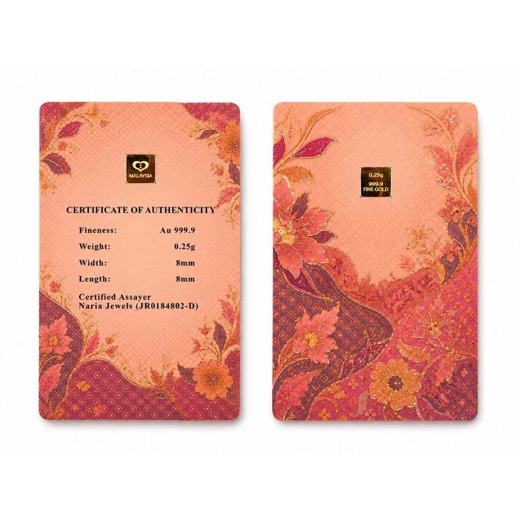 Naria 999.9/24K Gold Bar 0.25gm Flower Series Gold Investment Pelaburan Emas Emas&hellip;