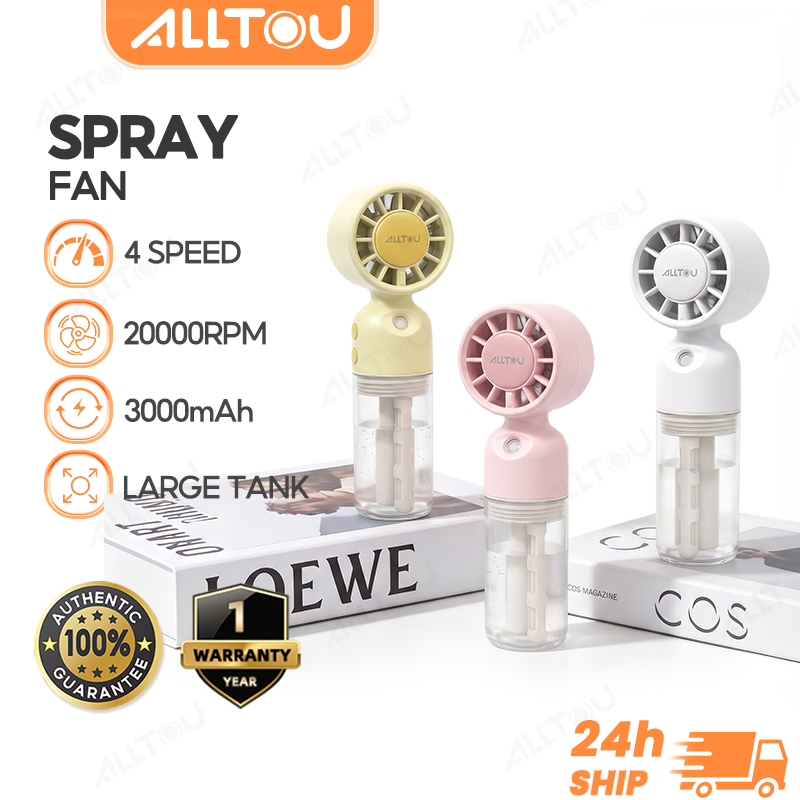 ALLTOU Mini Fan Humidifier Kipas Mini 4 Speed Portable Fan 5S Instant Cooling Fan 3000mAh USB Handheld Fan 小风扇 Kipas