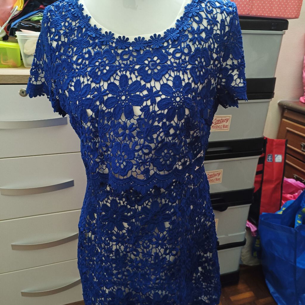 blue lace mini dress Pre loved