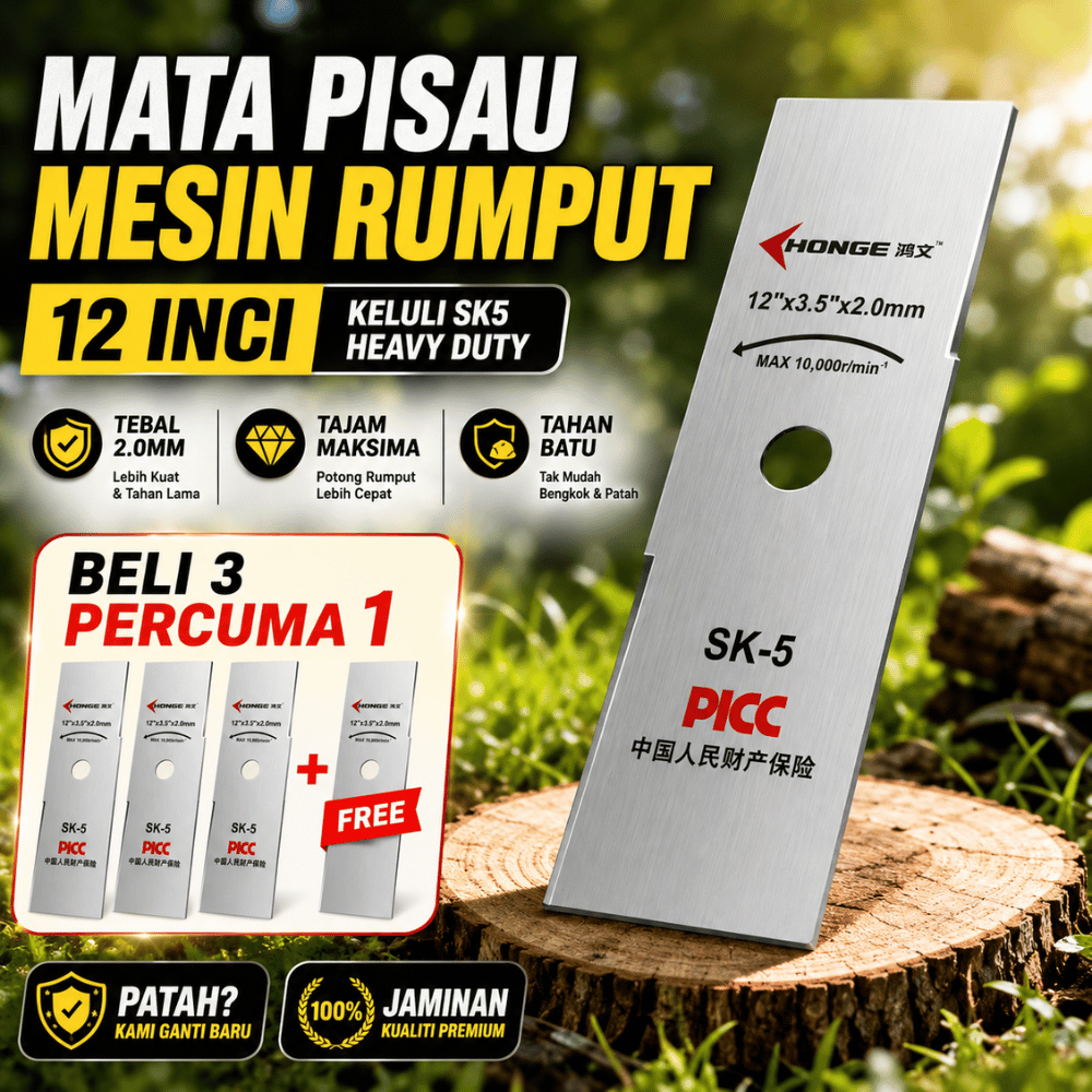 Mata Potong Rumput SK5 Steel Ultra Sharp, Heavy Duty, Premium Grass Trimmer Blade, High Quality Brush Cutter Blade