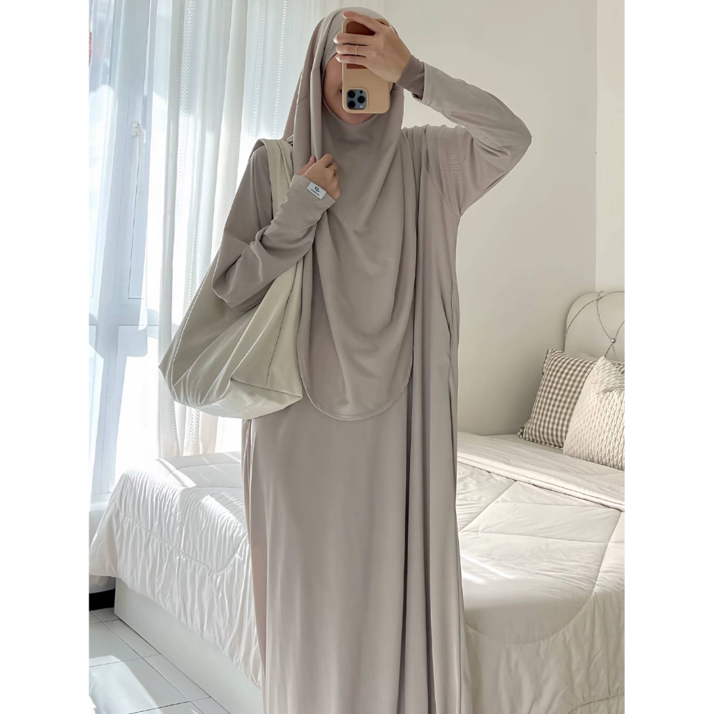 FARSYAMIRZA re Jubah set khimar Ironless cotton Rib Umrah outfit Raya wanita hijab khimar