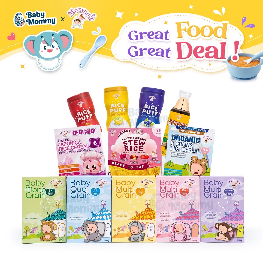 BabymommyMommyJ Organic Rice Cereal Food Powder Red Palm Oil Soy Sauce Rice Puff Grain Children Kid Food