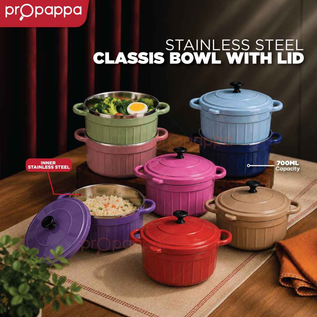 Propappa - 3IN1 Sets Stainless Steel Round Food Storage Box Food Container (700ml) | 700ml Bekas Simpanan Makanan