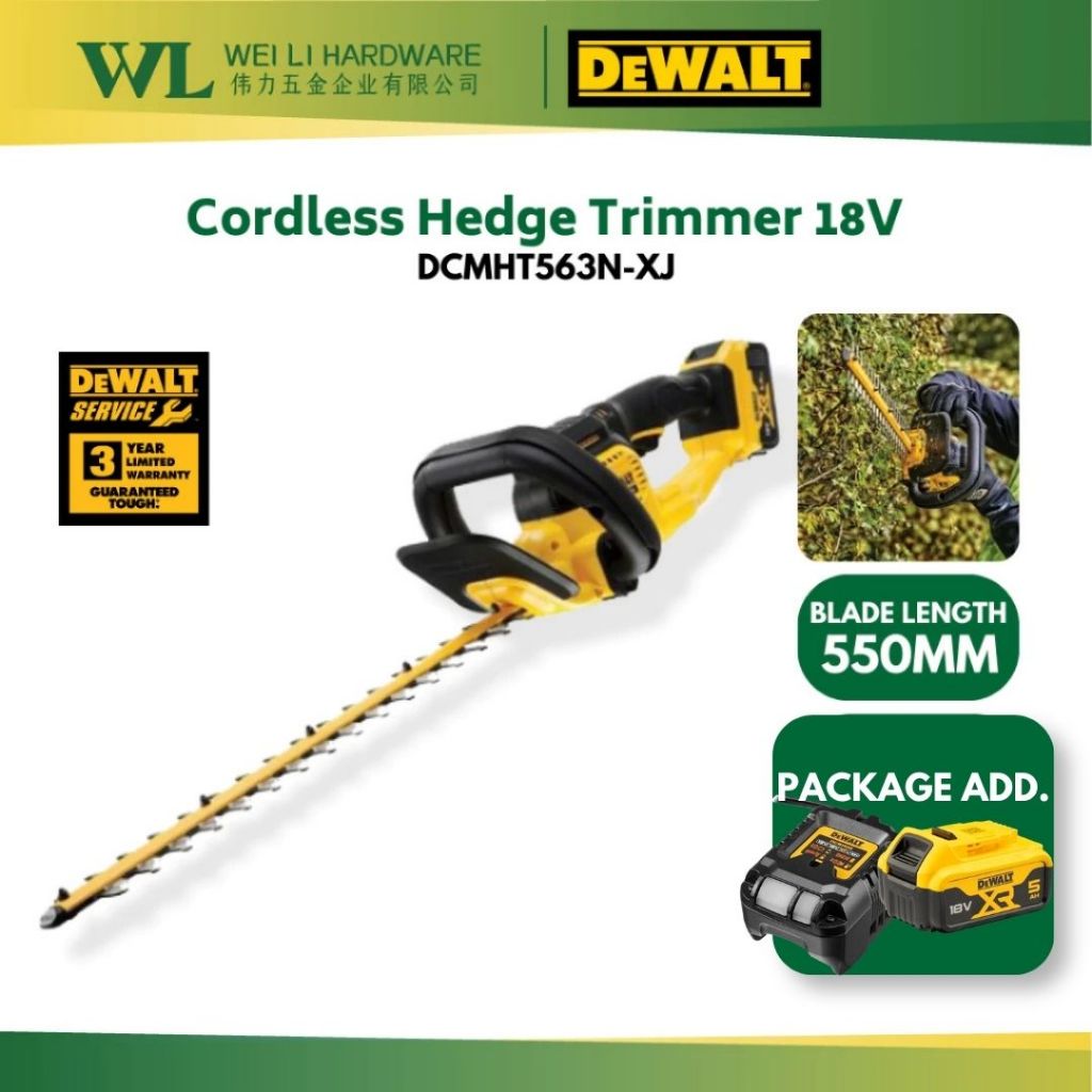DEWALT DCMHT563N-XJ 18V XR Cordless Hedge Trimmer Grass Trimmer Grass Cutter Machine Mesin Potong Rumput Hedge Cutter Ba