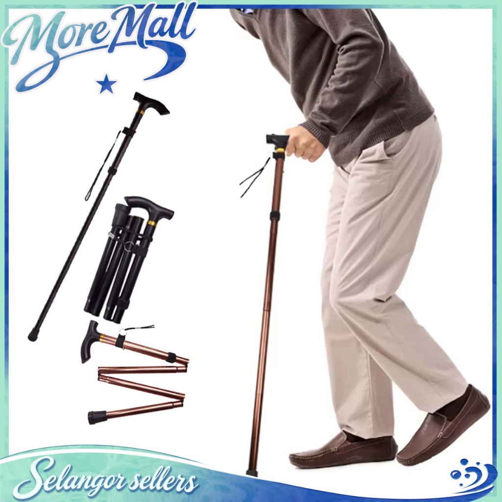 Medical Foldable Flexible Cane Walker Crutch Aid Mobility/ Walking Pole Aids/Tongkat for Senior Care/Mountain Tongkat