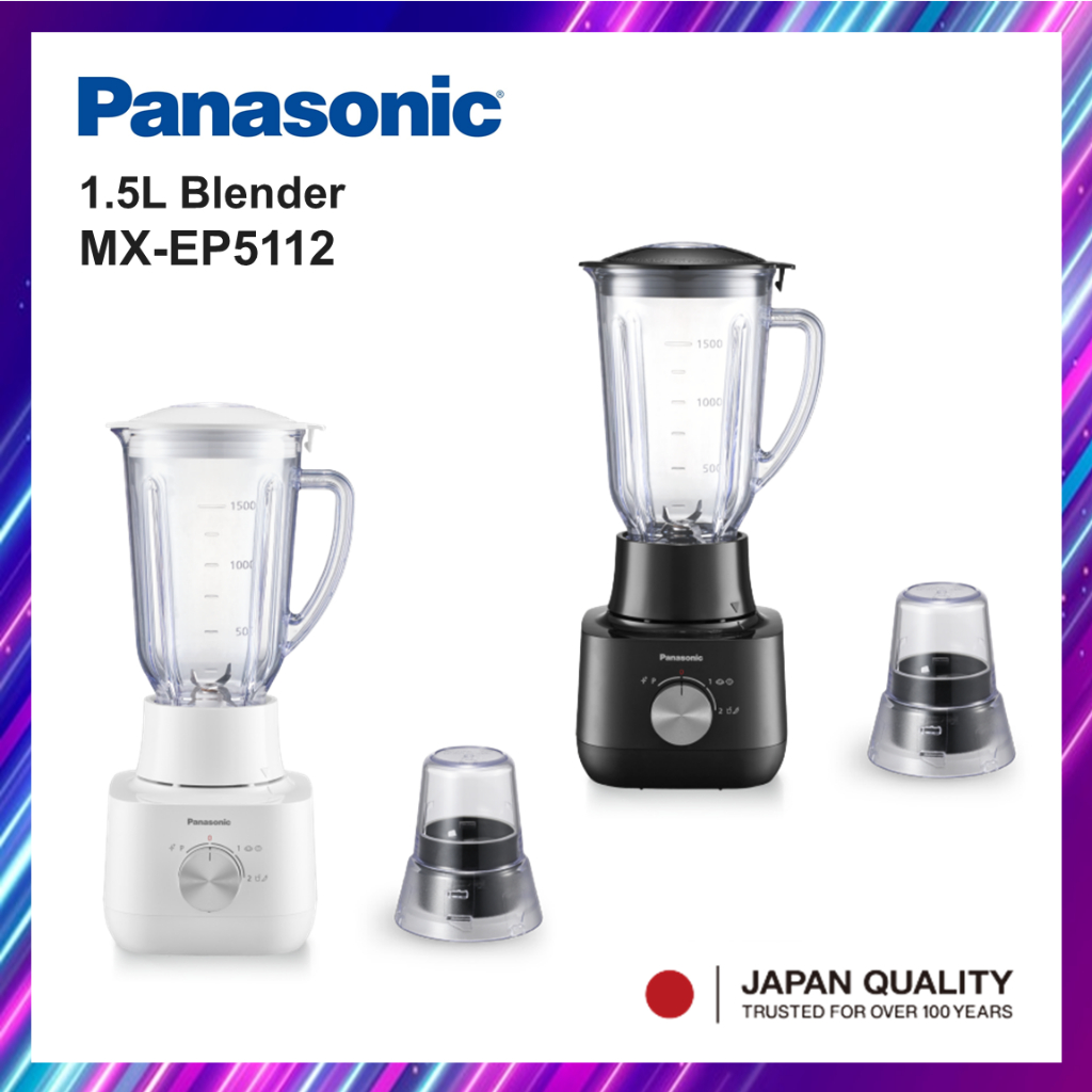 Panasonic MX-EP5112 1.5L Blender with Dry Mill 450W Pengisar Buah Mesin Kisar Dapur White Black
