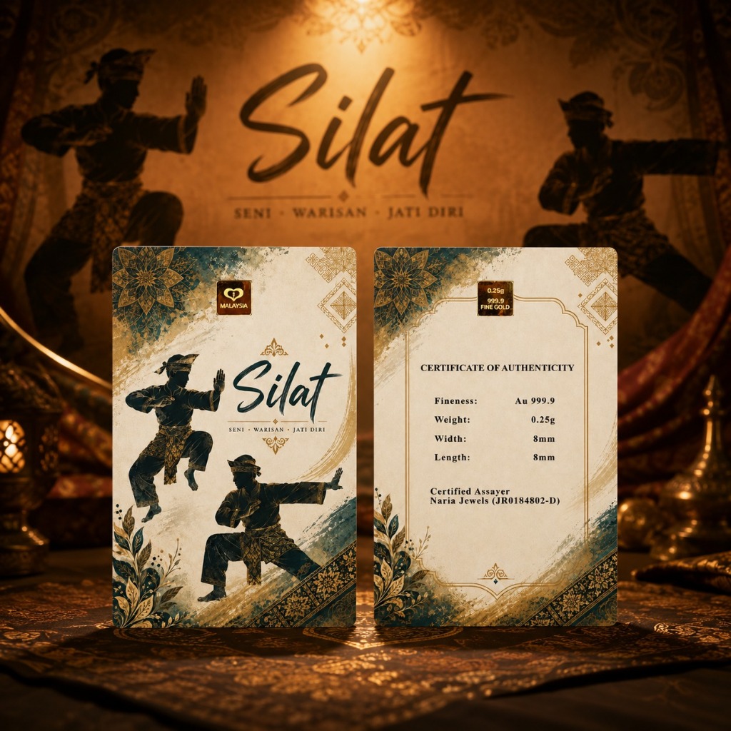 Naria 999.9/24K Gold Bar 0.25gm Silat Design Limited Edition Emas Tulen Gold&hellip;