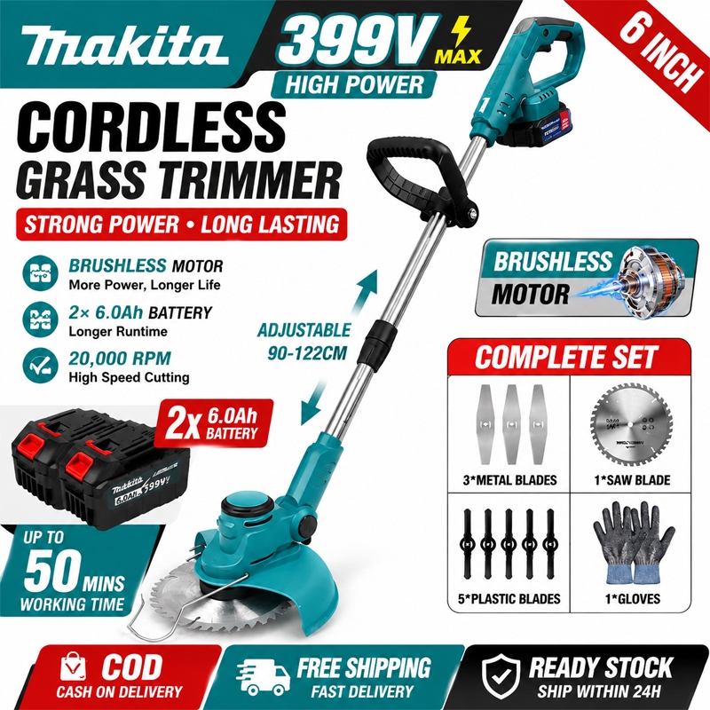 Makita Mesin Rumput Bateri Cordless Grass Cutter Mesin Potong Rumput Elektrik Trimmer Rumput Bateri