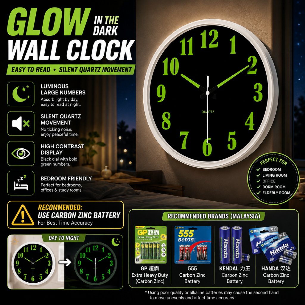 Quartz Wall Clock, Silent Time Accuracy Luminous Wall Clock, Living Room Decoration Plastic Round Fashion Digital Clock