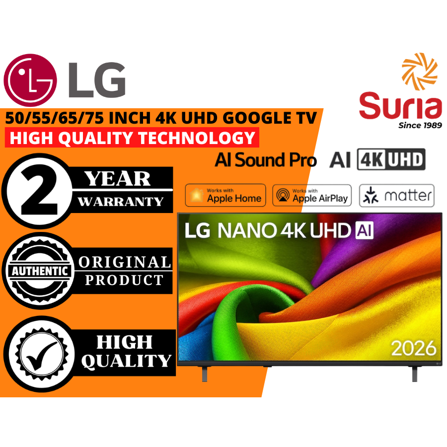 (Free Delivery Kedah,Penang&Perlis)LG 50/55/65/75 Inch NANO 4K Smart TV 50NU845BPSB 55NU845BPSB 65NU845BPSB 75NU845BPSB