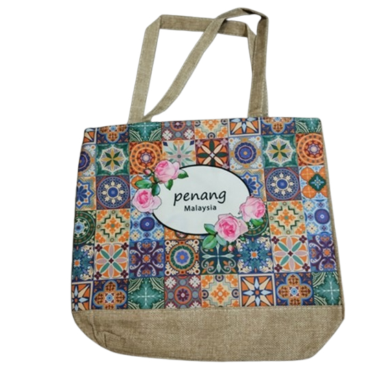 Penang Batik Tote Bags Shopping bag with Zipper