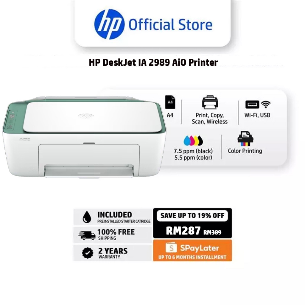 HP DeskJet Ink Advantage 4388, Ultra 5138, IA 2989, IA 2988 All-in-One Printer A4 Wi-Fi, USB Print, Copy, Scan Dynamic Security [Warranty depends to its model]