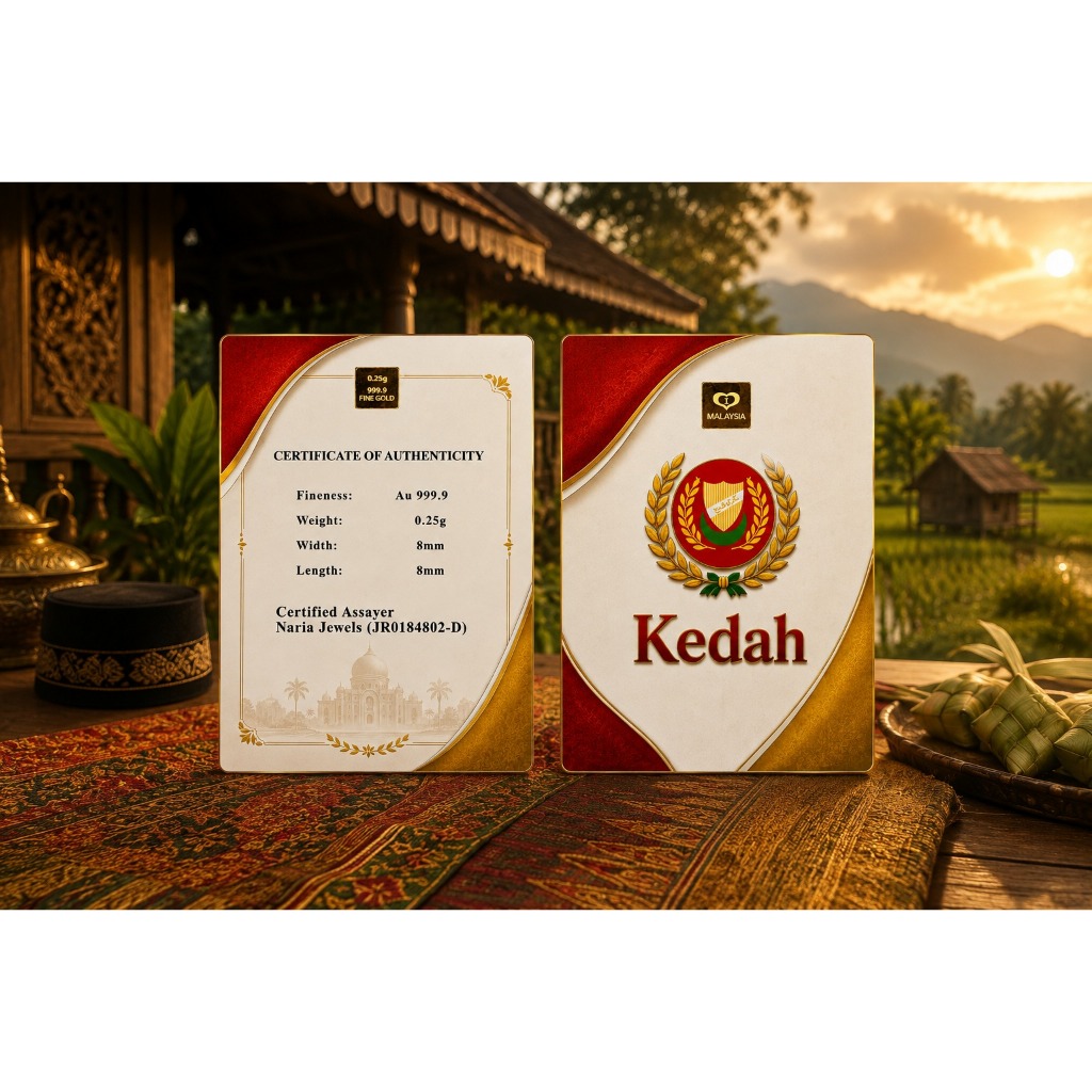 Naria 999.9/24K Gold Bar 0.25gm Kedah Design Edisi Negeri Malaysia Kedah Collection&hellip;